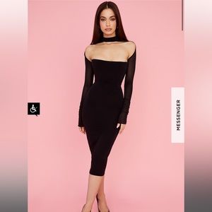 HOUSE OF CB Milarose black mesh corset midi dress